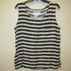 Andrienne Vittadini 100% Linen Vintage 80s Animal Stripe Sleeveless Top Shirt M